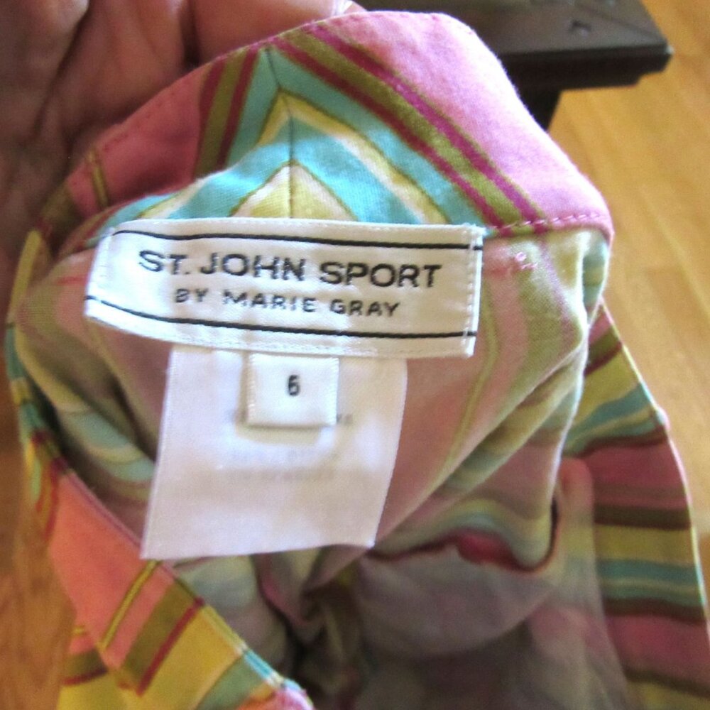 Vintage St John Sport Pastel Colors Striped High Waisted Pants in Size 6 - Picture 6 of 6